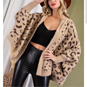Anthropologie Akemi + Kin Louise Leopard Wrap cardigan sweater